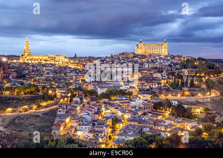 Toledo, Spain town skyline on the Tagus River. Stock Photo