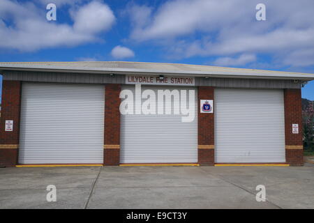 rural fire station in Lilydale village town in north east Tasmania,Australia Stock Photo