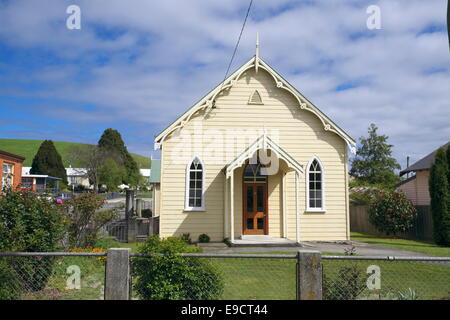 weatherboard church Lilydale village town in north east Tasmania,Australia Stock Photo