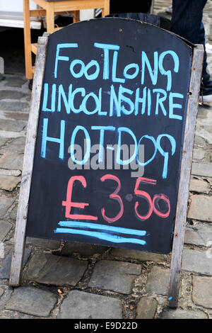 Lincoln, Lincolnshire, UK. 25th Oct, 2014. The Twelfth great sausage festival took place today in and around the castle grounds . To celebrate the world famous Lincolnshire sausage .Huge crowds attended the annual event under beautiful Autumn skies . Credit:  IFIMAGE/Alamy Live News Stock Photo