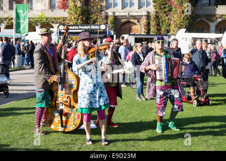 Lincoln, Lincolnshire, UK. 25th Oct, 2014. The Twelfth great sausage festival took place today in and around the castle grounds . To celebrate the world famous Lincolnshire sausage .Huge crowds attended the annual event under beautiful Autumn skies . Credit:  IFIMAGE/Alamy Live News Stock Photo