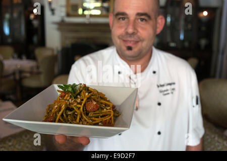 French chef Alexandre Coupy, the executive head chef of the Royal Livingstone Hotel, travelled to Lusaka specifically to prepare Stock Photo