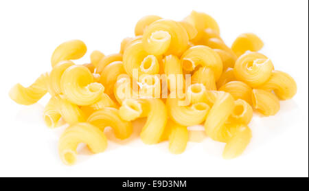Pasta Curls (raw) isolated on pure white background Stock Photo