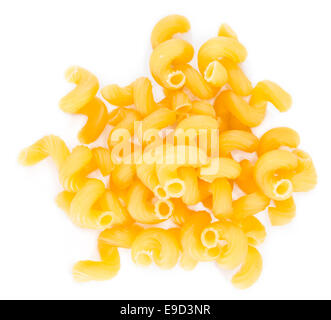 Pasta Curls (raw) isolated on pure white background Stock Photo