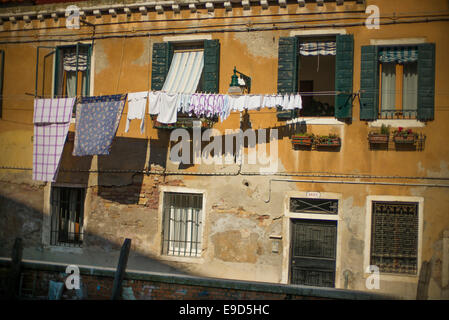 Wash day on the Grand Canal, Venice, Italy. Stock Photo