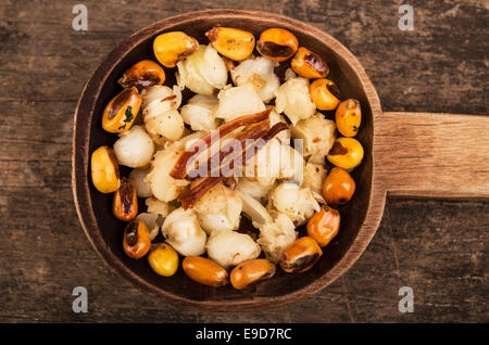 hominy and toasted corn nuts mote with tostado ecuadorian traditional food Stock Photo