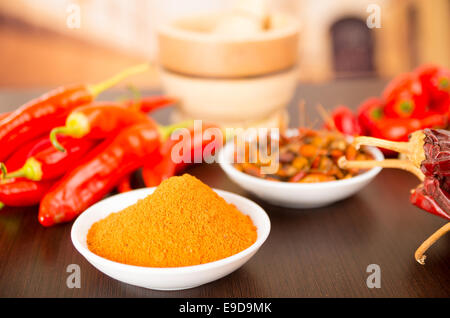 spicy chilli aji chili varieties Stock Photo