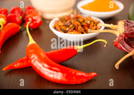 spicy chilli aji chili varieties Stock Photo