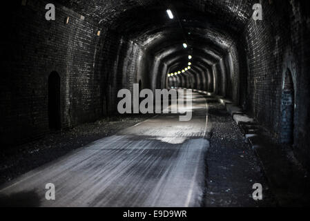 Inside Headstone disused Railway Tunnel, Monsal Trail, Peak District, England. Stock Photo