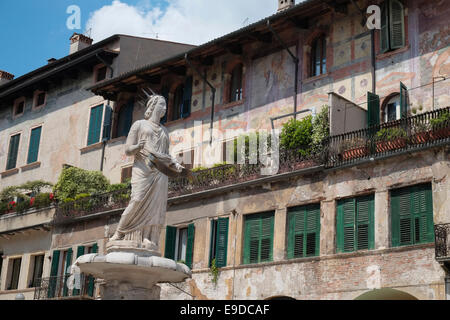 The Madonna Verona statue, Piazza delle Erbe, Verona, Italy. Stock Photo