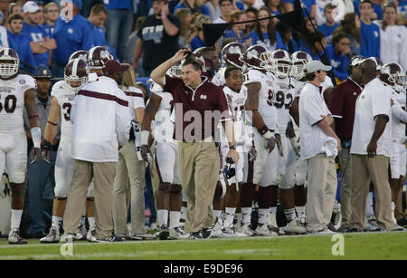 Oct. 25, 2014 - Lexington, Ky, US - Mississippi State head coach Dan Mullen walked the sideline in the fourth quarter of the Mississippi State at Kentucky at Commonwealth Stadium in Lexington, Ky., on Oct. 25, 2014. Miss. St. won 45-31. Photo by Pablo Alcala | Staff (Credit Image: © Lexington Herald-Leader/ZUMA Wire) Stock Photo