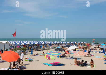 Beach, People, Parasol, Adreatic Sea, Senigallia, Ancona, Marken, Italy, Stock Photo