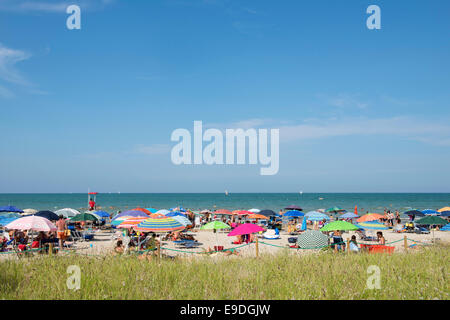 Beach, People, Adreatic Sea, Senigallia, Ancona, Marken, italian, Italy, Stock Photo