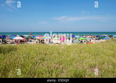 Beach, People, Adreatic Sea, Senigallia, Ancona, Marken, italian, Italy, Stock Photo