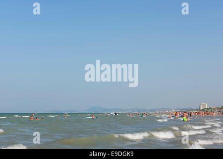 Beach, People, Adreatic Sea, Senigallia, Ancona, Marken, italian, Italy, Stock Photo