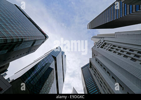 Skyscrapers at Raffles Place in the Financial District in Singapore Stock Photo