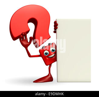 Cartoon Character of Question Mark with sign Stock Photo