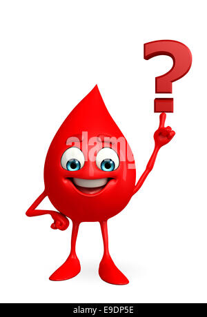 Cartoon Character of Blood Drop with question mark Stock Photo