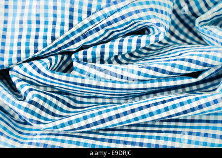 Checked bluie and white cotton material Stock Photo