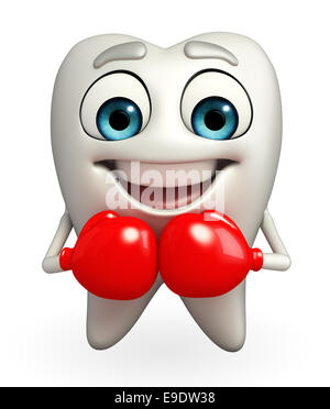 Cartoon character of teeth with Boxing Gloves Stock Photo - Alamy