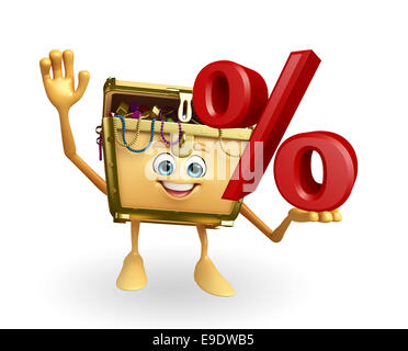 Cartoon Character of Treasure box with Percentage sign Stock Photo