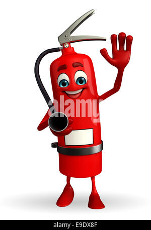 Cartoon Character of fire extinguisher with hello pose Stock Photo