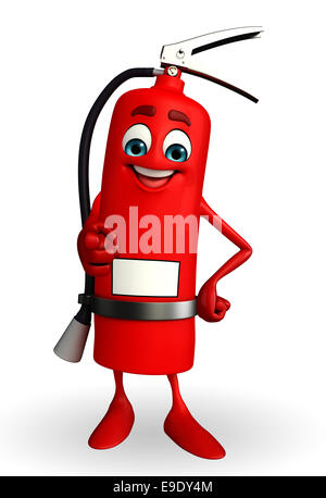 Cartoon Character of fire extinguisher is pointing Stock Photo