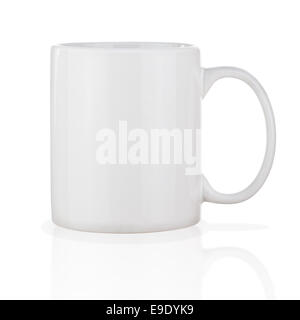 White Ceramic Coffee Cup Isolated on White Background. Side View. Stock Photo