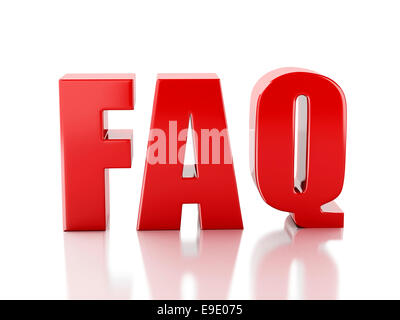 image of Frequently Asked Questions. FAQ concept. 3d illustration on white background Stock Photo