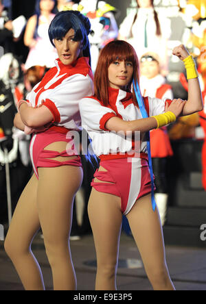 Tokyo, Japan. 26th Oct, 2014. Costume players perform during the World Cosplay Summit at the Tokyo International Film Festival in Tokyo, Japan, Oct. 26, 2014. Participants from an array of countries attended the summit to perform the animation scenes. Credit:  Stringer/Xinhua/Alamy Live News Stock Photo