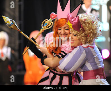 Tokyo, Japan. 26th Oct, 2014. Costume players perform during the World Cosplay Summit at the Tokyo International Film Festival in Tokyo, Japan, Oct. 26, 2014. Participants from an array of countries attended the summit to perform the animation scenes. Credit:  Stringer/Xinhua/Alamy Live News Stock Photo