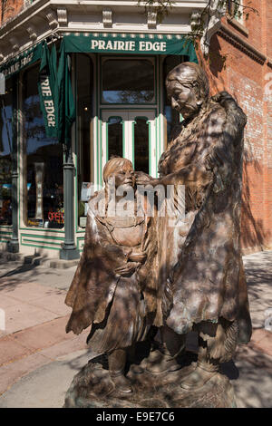Statue in front of Prairie Edge Store, Rapid City,Black Hills,  SD, USA Stock Photo