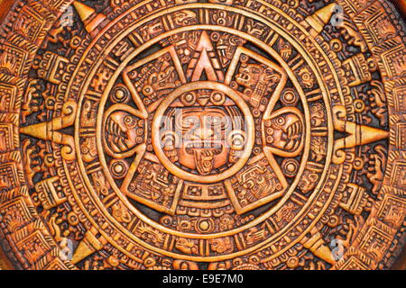 Close up view of a Aztec Calendar Stock Photo