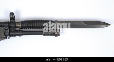 G3 bayonet fitted to the G3 rifle. Stock Photo
