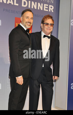 Washington, Dc, USA. 25th Oct, 2014. Sir ELTON JOHN and DAVID FURNISH honored with the Human Rights Campaign National Equality Award at the 18th annual Human Rights Campaign National Dinner held at the Walter E. Washington Convention Center. Credit:  Tina Fultz/ZUMA Wire/Alamy Live News Stock Photo