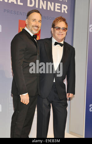 Washington, Dc, USA. 25th Oct, 2014. Sir ELTON JOHN and DAVID FURNISH honored with the Human Rights Campaign National Equality Award at the 18th annual Human Rights Campaign National Dinner held at the Walter E. Washington Convention Center. Credit:  Tina Fultz/ZUMA Wire/Alamy Live News Stock Photo