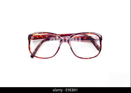 Vintage Eyeglasses with plastic frame isolated on white backgroundv Stock Photo