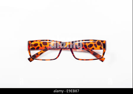Vintage Eyeglasses with plastic frame isolated on white backgroundv Stock Photo