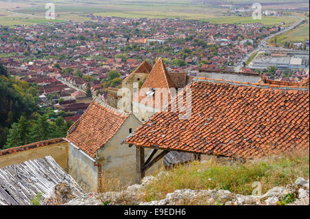 View of Rasnov from fortress. Transylvania, Brasov, Romania Stock Photo