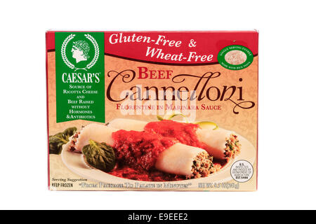 Caesar's Brand Gluten-Free and Wheat-Free Beef Cannelloni Florentine Frozen Dinner Ready Meal Stock Photo