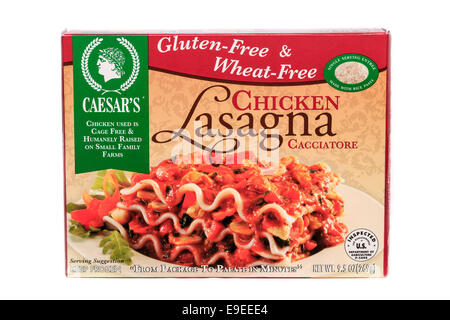 Caesar's Brand Gluten-Free and Wheat-Free Chicken Lasagna Cacciatore Frozen Dinner Ready Meal Stock Photo