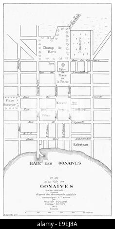 This 19th-century plan of Gonaïves provides a detailed view of the city ...