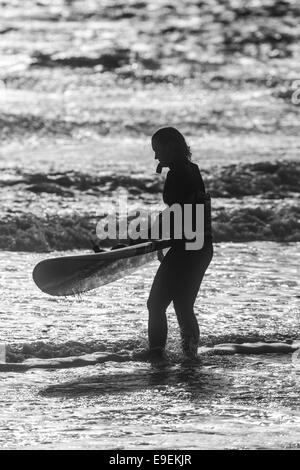 Female windsurfer at Bournemouth Beach, England Stock Photo