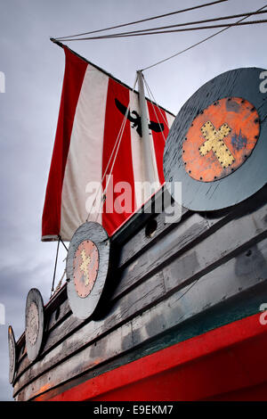Replica of Viking ship Valhalla at Bojer Wikan Fishermen’s Memorial Park, Petersburg, Alaska, USA Stock Photo