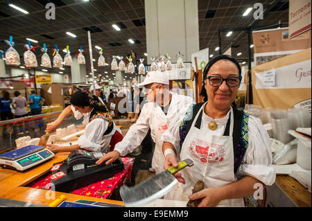 Turin, Italy. 26th Oct, 2014. Italy Piedmont Salone del Gusto e Terra Madre - Torino Lingotto - 23/27 October 2014 Sardinia , Stand Nougat Pili  of Tonara Credit:  Realy Easy Star/Alamy Live News Stock Photo