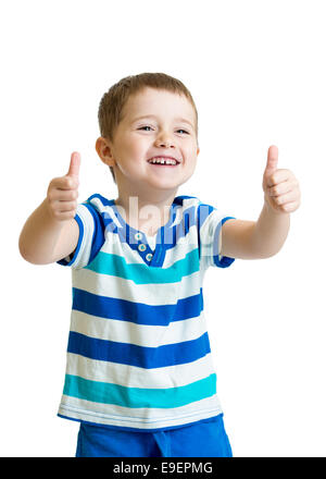 happy kid boy with hands thumbs up Stock Photo
