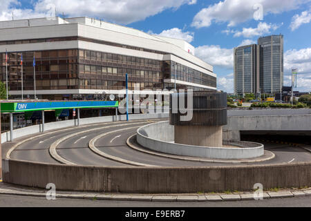 Prague Congress Centre and in the background a hotel Corinthia Towers Stock Photo