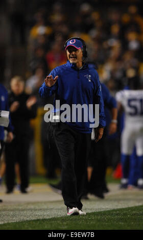 Pittsburgh, PA, USA. 26th Oct, 2014. Head Coach Chuck Pagano during the Pittsburgh Steelers vs Indianapolis Colts game in Pittsburgh, PA. Credit:  Cal Sport Media/Alamy Live News Stock Photo