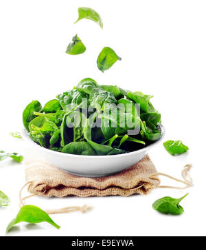 spinach leaves isolated on the white background Stock Photo - Alamy