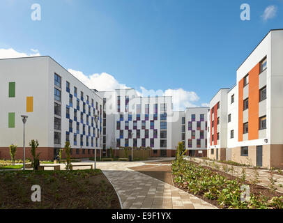 The Meadows Student Accomodation, University of Essex, Colchester, United Kingdom. Architect: bouygues, 2013. Landscaped public Stock Photo